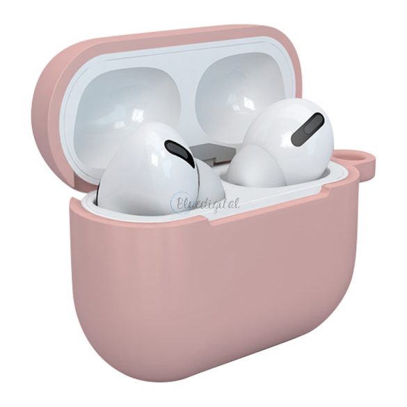 Apple AirPods 3 puha szilikon fülhallgatók tok karabinerrel rózsaszín (tok D)