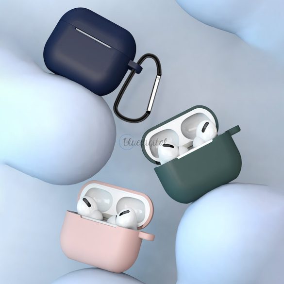 Apple AirPods 3 puha szilikon fülhallgatók tok karabinerrel rózsaszín (tok D)