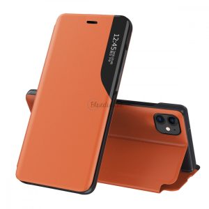 Eco Leather View tok Elegáns flipes kihajtható tok Type tok iPhone 13 Pro MAX narancssárga