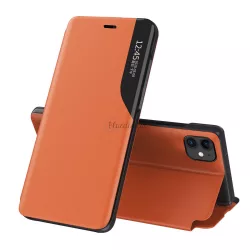   Eco Leather View tok Elegáns flipes kihajtható tok Type tok Kúpszállás iPhone 13 Mini Narancssárga