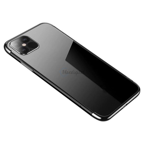 Átlátszó színes tok Gel TPU Galvanizált telefontok iPhone 13 mini fekete