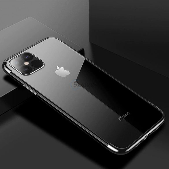 Átlátszó színes tok Gel TPU Galvanizált telefontok iPhone 13 mini fekete