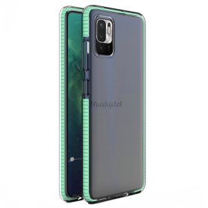 Spring Case tok Xiaomi Redmi Note 10 5G / Poco M3 Pro átlátszó menta színű kerettel