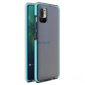 Spring Case tok Xiaomi Redmi Note 10 5G / Poco M3 Pro átlátszó világoskék kerettel