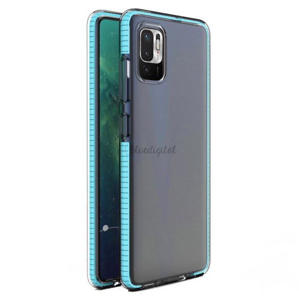 Spring Case tok Xiaomi Redmi Note 10 5G / Poco M3 Pro átlátszó világoskék kerettel