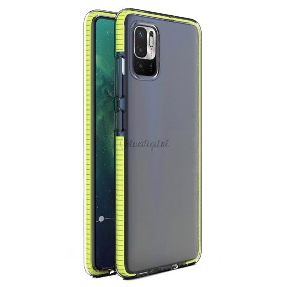 Spring Case tok Xiaomi Redmi Note 10 5G / Poco M3 Pro átlátszó sárga kerettel