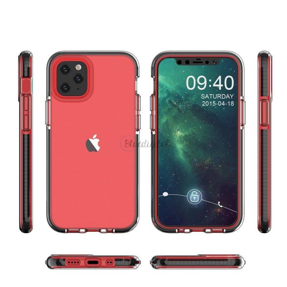 Spring tok átlátszó TPU gél védőtok színes tok iPhone 13 Pro max fekete