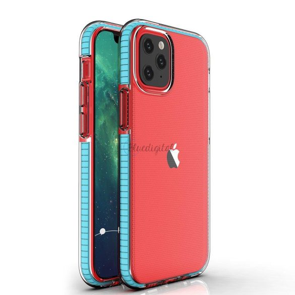 Spring tok átlátszó TPU gél védőtok színes tok iPhone 13 Pro MAX világoskék