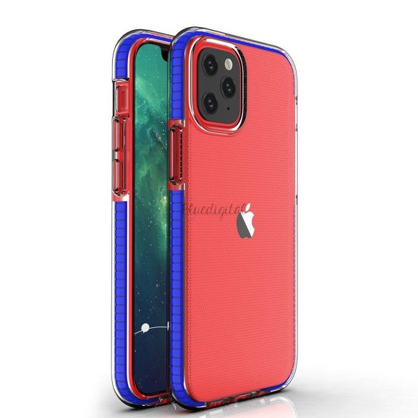 Spring tok átlátszó TPU gél védőtok színes tok iPhone 13 Pro sötétkék