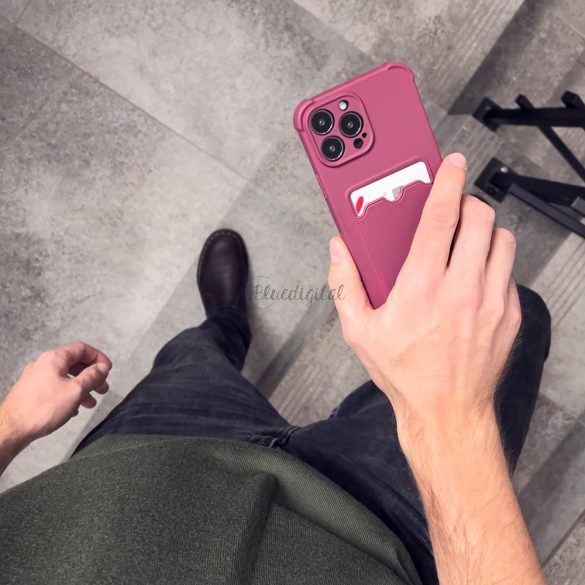 Card Armor tok iPhone 13 Mini kártyatartóval, légzsákkal, és megerősített védelemmel rózsaszín