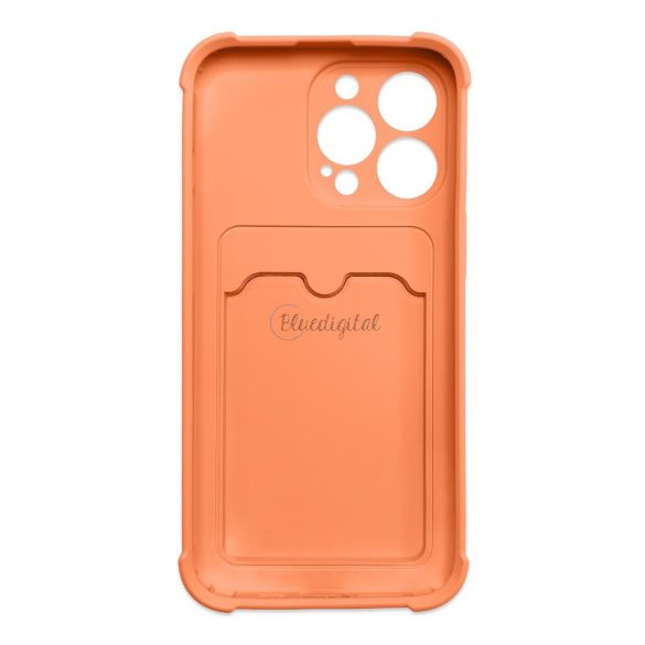 Card Armor tok iPhone 13 Mini kártyatartóval, légzsákkal, és megerősített védelemmel narancs
