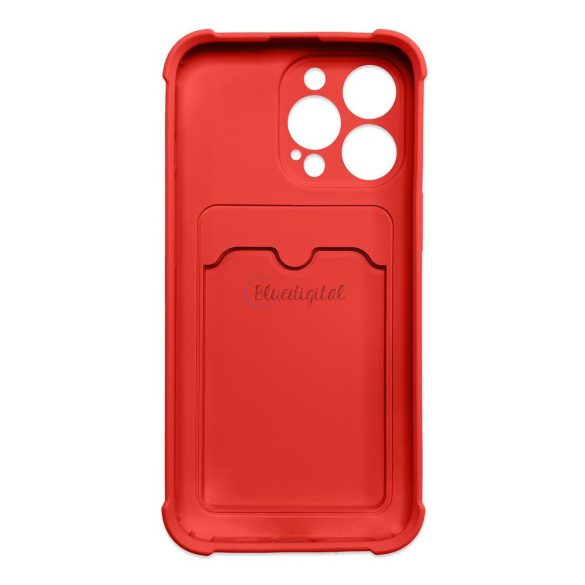 Card Armor tok iPhone 13 Pro kártyatartóval, légzsákkal, és megerősített védelemmel piros