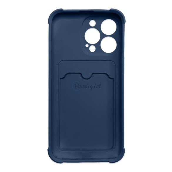 Card Armor tok iPhone 13 Pro Max kártyatartóval, légzsákkal, és megerősített védelemmel sötétkék