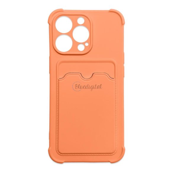 Card Armor tok iPhone 13 Pro Max kártyatartóval, légzsákkal, és megerősített védelemmel narancssárga