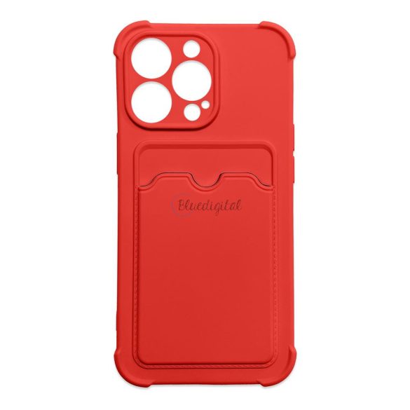 Card Armor tok iPhone 12 Pro kártyatartóval, légzsákkal, és megerősített védelemmel piros
