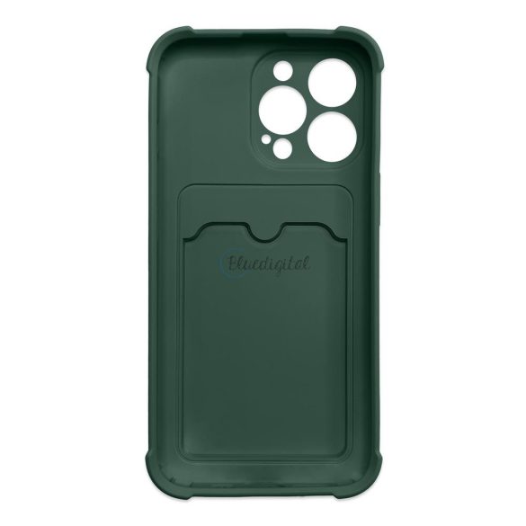Card Armor tok iPhone 12 Pro Max kártyatartóval, légzsákkal, és megerősített védelemmel zöld