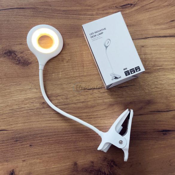 Vezeték nélküli LED olvasólámpa klip + fehér micro USB kábellel