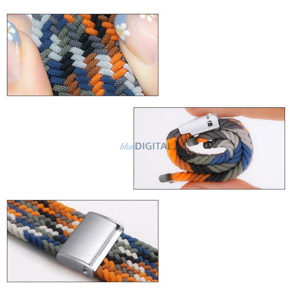 Strap Fabric Band Apple Watch 9 / 8 / 7 / 6 / SE / 5 / 4 / 3 / 2 (41mm / 40mm / 38mm) fonott szövet csereszíj kék