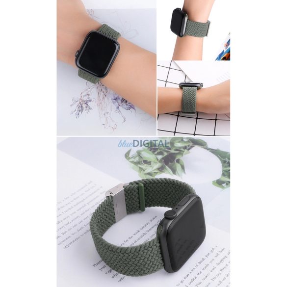 Strap Fabric Band Apple Watch 9 / 8 / 7 / 6 / SE / 5 / 4 / 3 / 2 (41mm / 40mm / 38mm) fonott szövet csereszíj kék