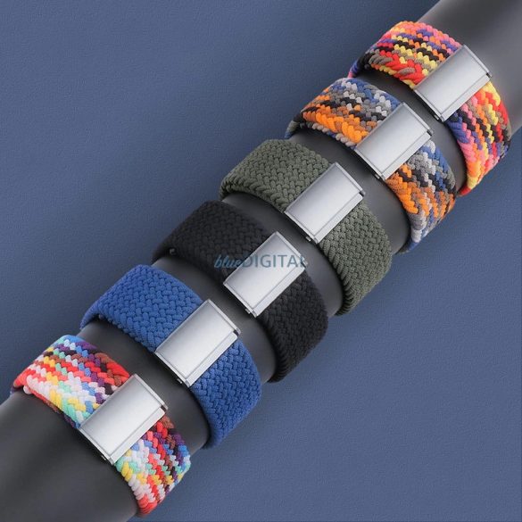 Strap Fabric Band Apple Watch 9 / 8 / 7 / 6 / SE / 5 / 4 / 3 / 2 (41mm / 40mm / 38mm) fonott szövet csereszíj fekete és fehér