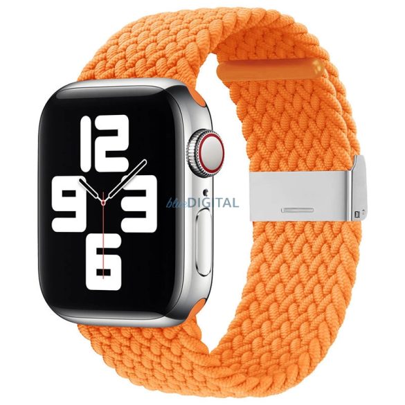 Strap Fabric Band Apple Watch 9 / 8 / 7 / 6 / SE / 5 / 4 / 3 / 2 (41mm / 40mm / 38mm) fonott szövet csereszíj narancssárga