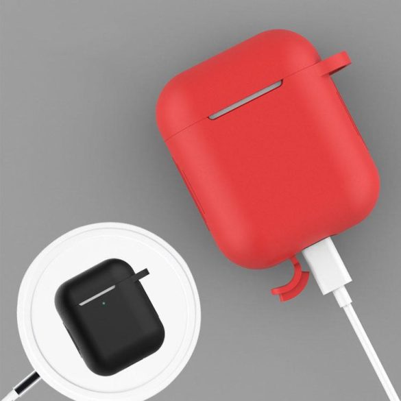 Airpods Pro Silicone puha tok fejhallgatóhoz + Kulcstartó karabiner medál rózsaszín (D)