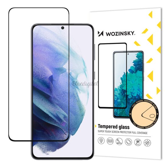 Wozinsky szuper tartós teljes felületen ragasztós edzett üveg teljes képernyős üvegfólia tokbarát Samsung Galaxy S22 fekete