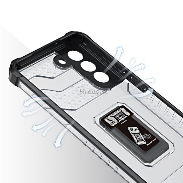 Crystal Ring tok kemény hybrid telefontok + mágneses tartó Samsung Galaxy S22 + (S22 Plus) fekete