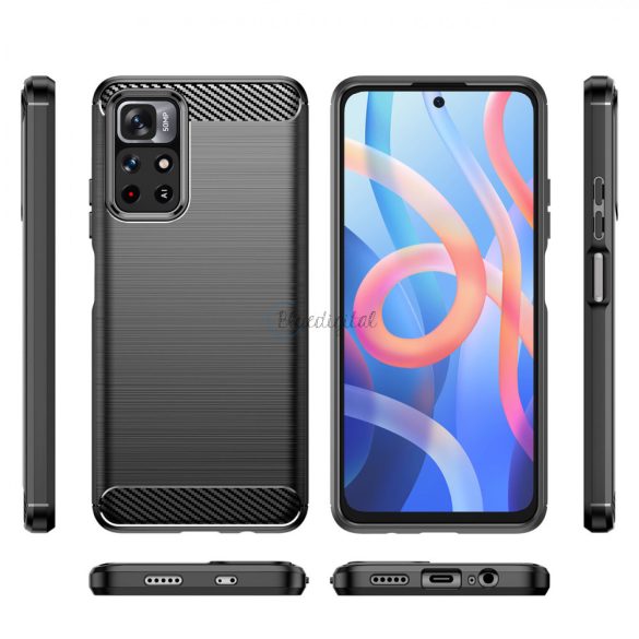 Carbon Case tok Xiaomi Redmi Note 11 fekete