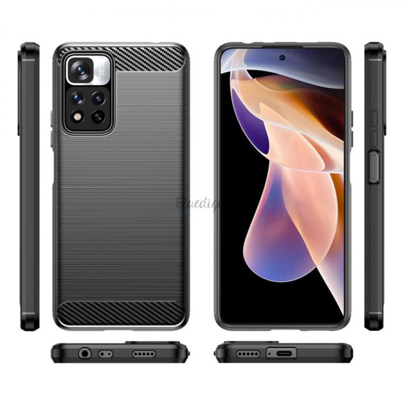 Carbon Case tok Xiaomi 11i/Xiaomi 11i HyperCharge/Xiaomi Redmi Note 11 Pro Plus 5G - fekete