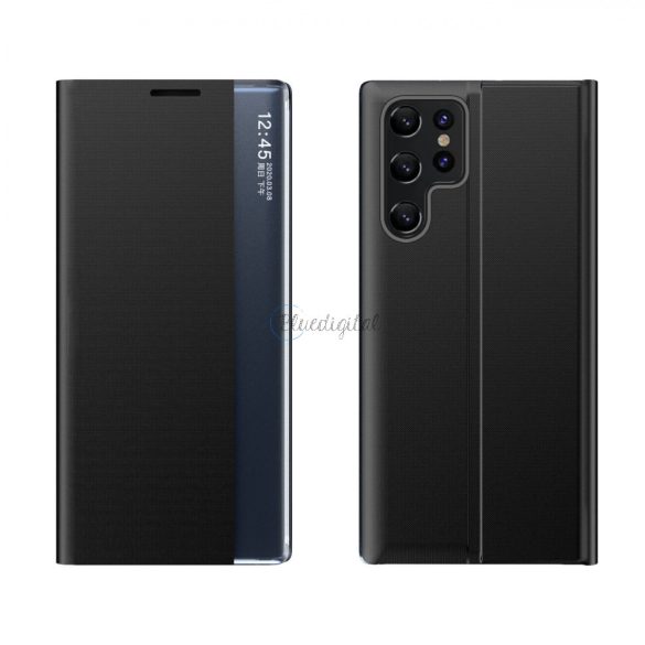 New Sleep Case állványfunkcióval Samsung Galaxy S22 Ultra fekete tok