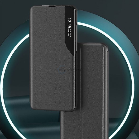 Eco bőr View tok Elegáns tok flip borítóval és állványfunkcióval Samsung Galaxy A53 5G fekete