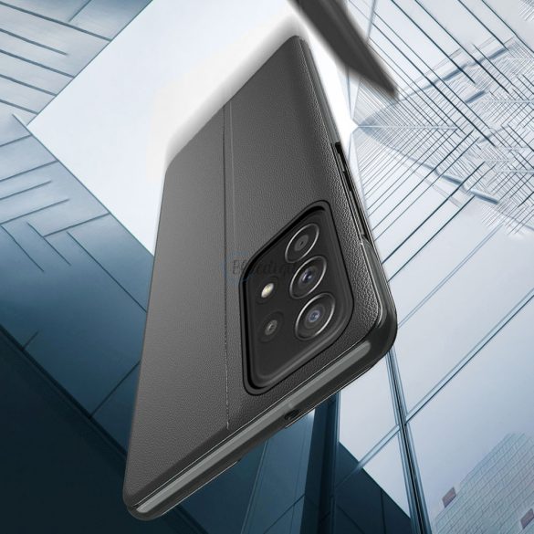 Eco bőr View tok Elegáns tok flip borítóval és állványfunkcióval Samsung Galaxy A53 5G fekete