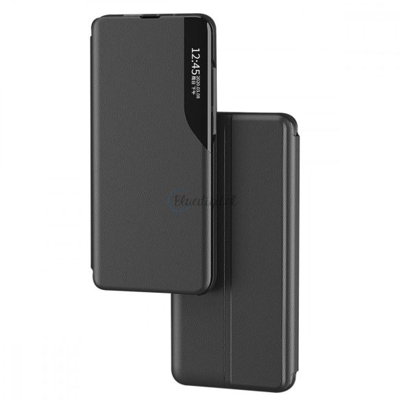 Eco bőr View tok Elegáns tok flip borítóval és állványfunkcióval Samsung Galaxy S22 Ultra fekete
