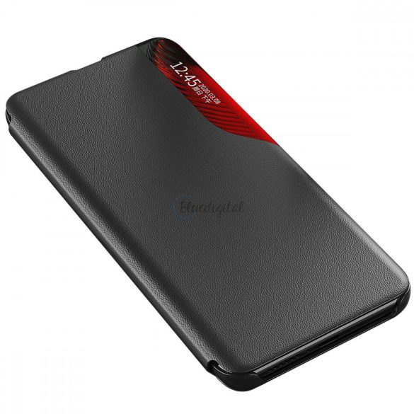 Eco bőr View tok Elegáns tok flip borítóval és állványfunkcióval Samsung Galaxy S22 + (S22 Plus) fekete