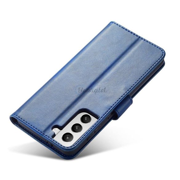 Magnet tok elegáns telefontok telefontok telefontok és állvány funkcióval Samsung Galaxy S22 Ultra kék