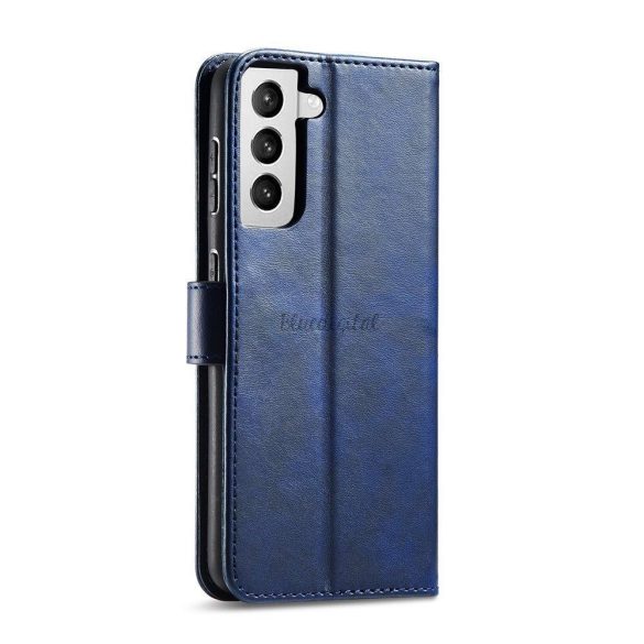 Magnet tok elegáns telefontok telefontok telefontok és állvány funkcióval Samsung Galaxy S22 Ultra kék