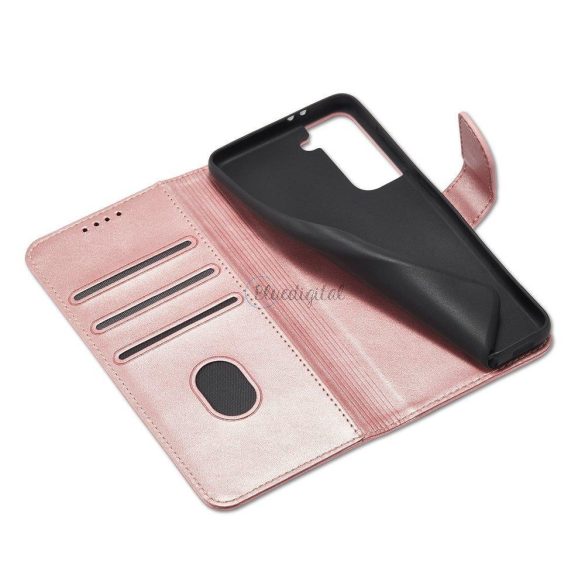 Mágneses tok Elegáns tok Flip tok Samsung Galaxy S22 + (S22 Plus) Pink