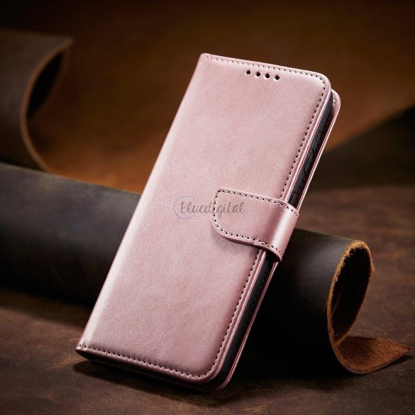 Magnet tok elegáns telefontok telefontok és állvány funkcióval Samsung Galaxy S22 rózsaszín