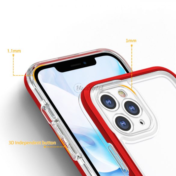 Clear 3in1 tok iPhone 11 Pro Max telefontok gél piros