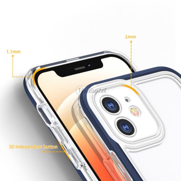 Átlátszó 3az1ben tok iPhone 12 kék gél tok borításához