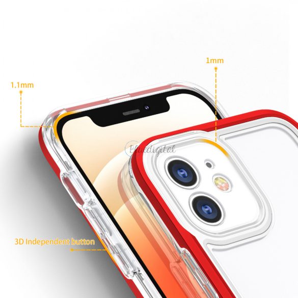 Átlátszó 3az1ben tok iPhone 12 gél telefontok piros