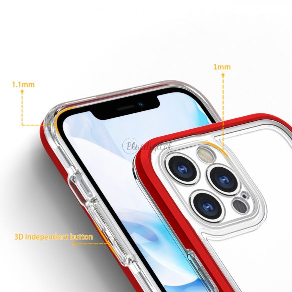 Clear 3in1 tok iPhone 12 Pro Max telefontok gél vörös