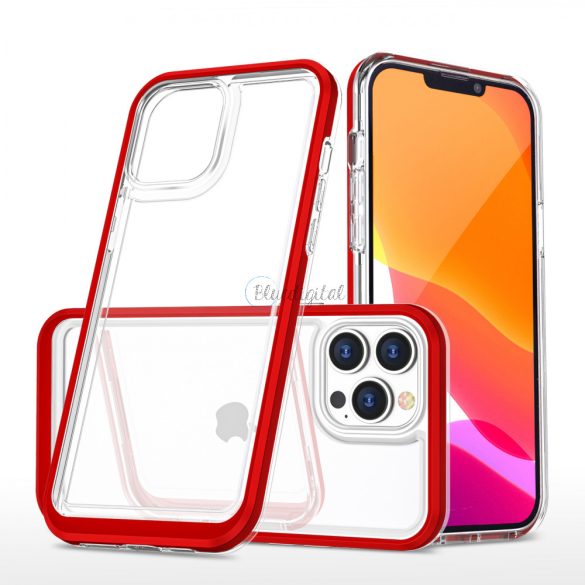 Clear 3in1 tok iPhone 13 pro tok gél piros