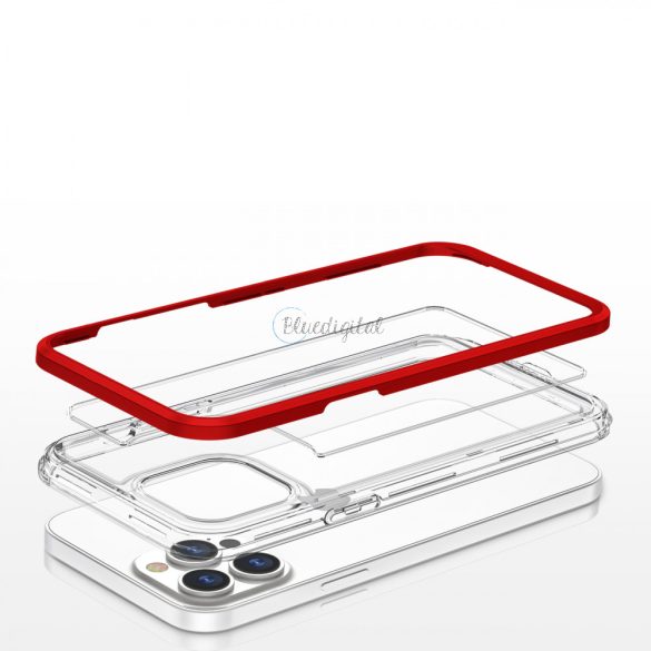 Clear 3in1 tok iPhone 13 pro tok gél piros