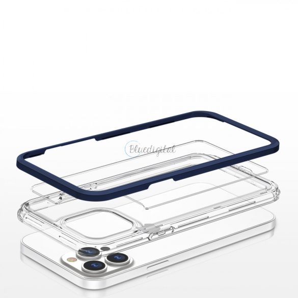 Clear 3in1 tok iPhone 13 Pro Max telefontok gél kék