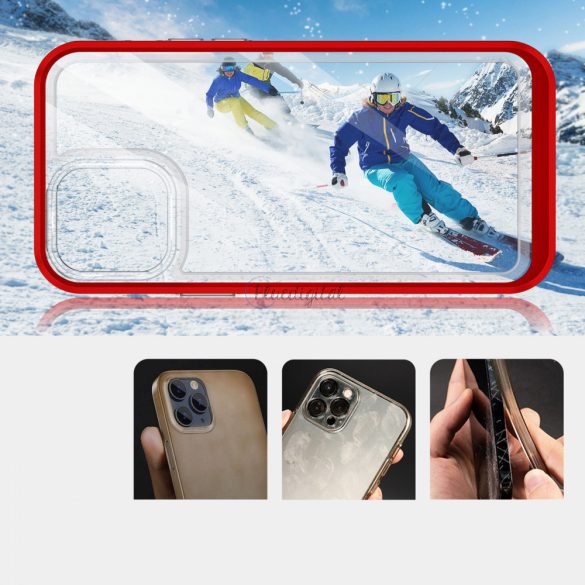 Clear 3in1 tok iPhone 13 Pro Max telefontok gél piros