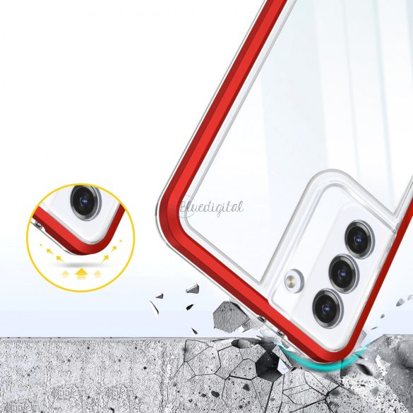 Clear 3az1ben tok Samsung Galaxy S21 + 5G (S21 Plus 5G) gél telefontok piros