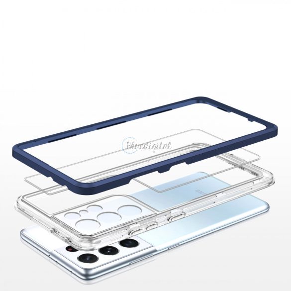 Clear 3az1ben tok Samsung Galaxy S21 Ultra 5G gél telefontok kék