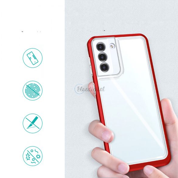 Clear 3az1ben tok Samsung Galaxy S22 + (S22 Plus) gél telefontok piros
